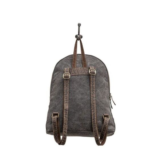 Myra Bag Handmade Absol Backpack Upcycled Canvas & Cowhide Leather main image 9